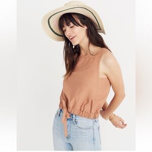 Madewell Square Tie Front Neck Bubble Top Women's Sz Small